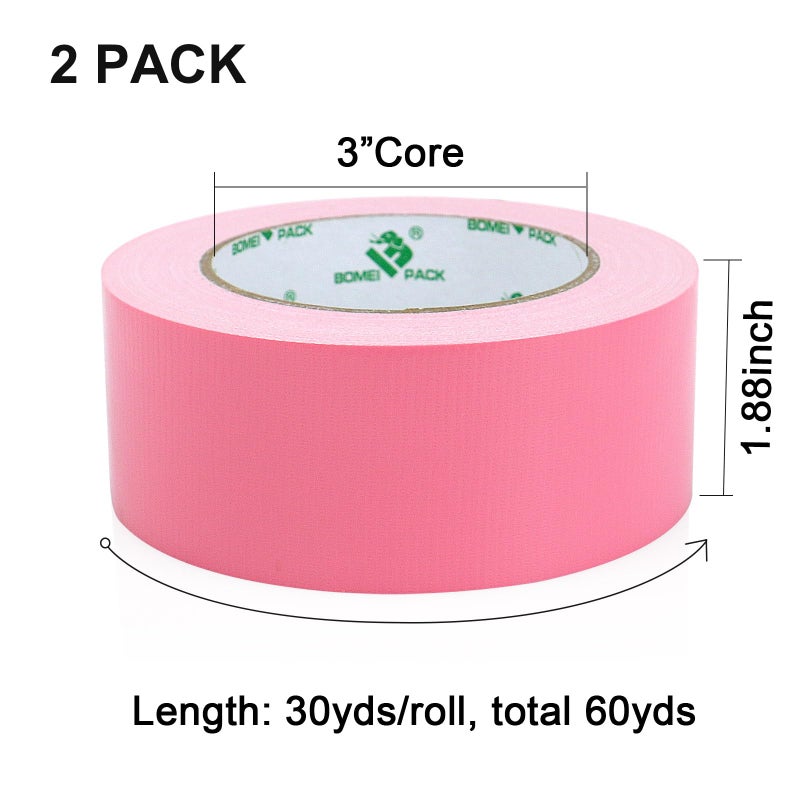 BOMEI PACK Color Duct Tape Pink, Heavy Duty Strong Industrial Duct Tape 9mil x 1.88inch x 30yds for Packing and Repairing - Image 2